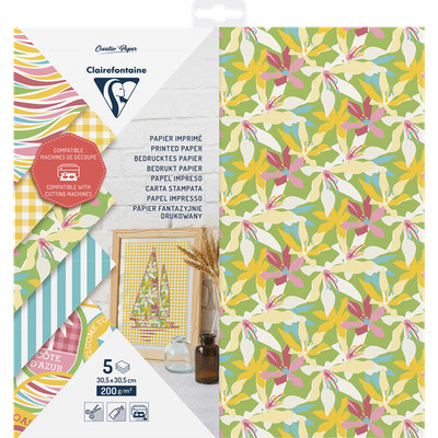 Clairefontaine5x Bedrucktes Papier Pkg 5Bl 30,5x30,5 200g - 95740C
