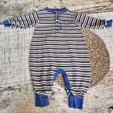 Vintage Baby B gosh 12M Rainbow Stripe Waffle Knit Jumpsuit Romper USA READ
