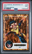 2024 UD MARVEL BEGINNINGS VOL.2 SER 2 ORANGE BRIDGE #103 JOLT 163/199 PSA 9