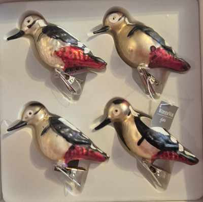 4x Set Vogel Specht - 8 cm - Christbaumschmuck Tannenbaumschmuck Deco - Neu