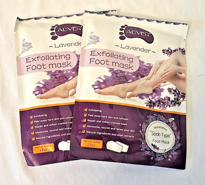 Al iver Lavender Exfoliating Foot Mask 2 Pack Moisturizing Peel Socks