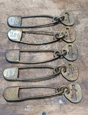 1  (one) Vintage Brass Numbered Military Laundry Safety Pin 4.25&rdquo; & Matching Tag
