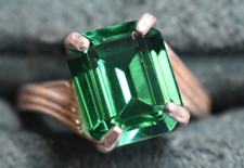Sterling Silver Simulated Emerald Ring - Size 6