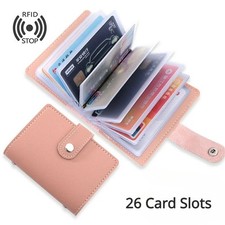 RFID Blocking ID Credit Card Holder 26 Cards Slim PU Leather Pocker Case Wallet