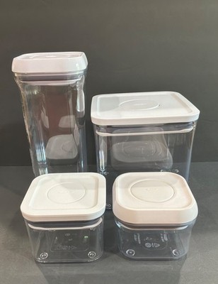 OXO Pop Top Airtight Clear Food Storage Containers Group Lot Set Of 4 with Lids
