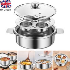 Stainless Steel Poached Egg Maker Pot Egg Poacher Egg Poaching Pan with 4x Bowls