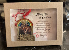 Rainbow Bridge Pet Memorial Photo Ornament, Memorial Christmas Ornament for Dogs