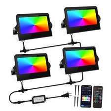 LED Flood Lights Outdoor 36W, 300W Equivalent 3000 LM RGB Color 4 Pack