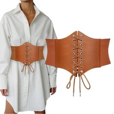 Bemous Renaissance Corset Belts Big Size Brown Cinch Elastic Waist Belt for W...