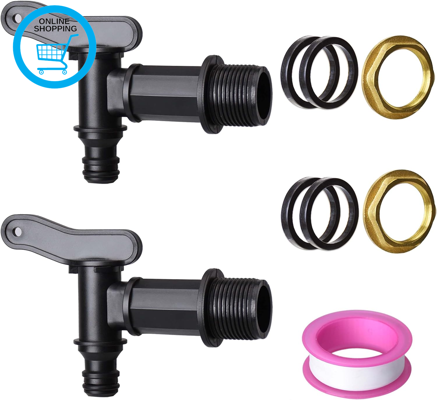 2Pcs 3/4"" Water Butt Tap Snap-Fit Hosepipe Rain Barrel BSP Thread Replacement Wa