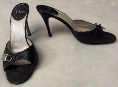 Vintage Christian Dior by John Galliano era Brown python mules With Lock & Keys