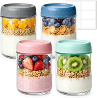 Comsaf Farbenfrohe Overnight Oats GläSer 4Er Pack 500Ml, Meal Prep BehäLter Glas