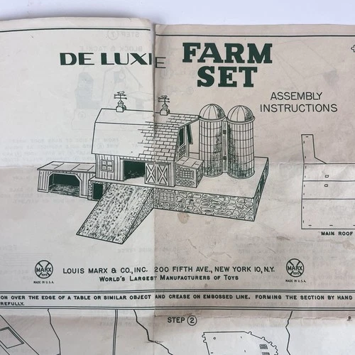 Marx Deluxe Farm Set Assembly Instruction Sheet P-1120 Vtg 1959-1960