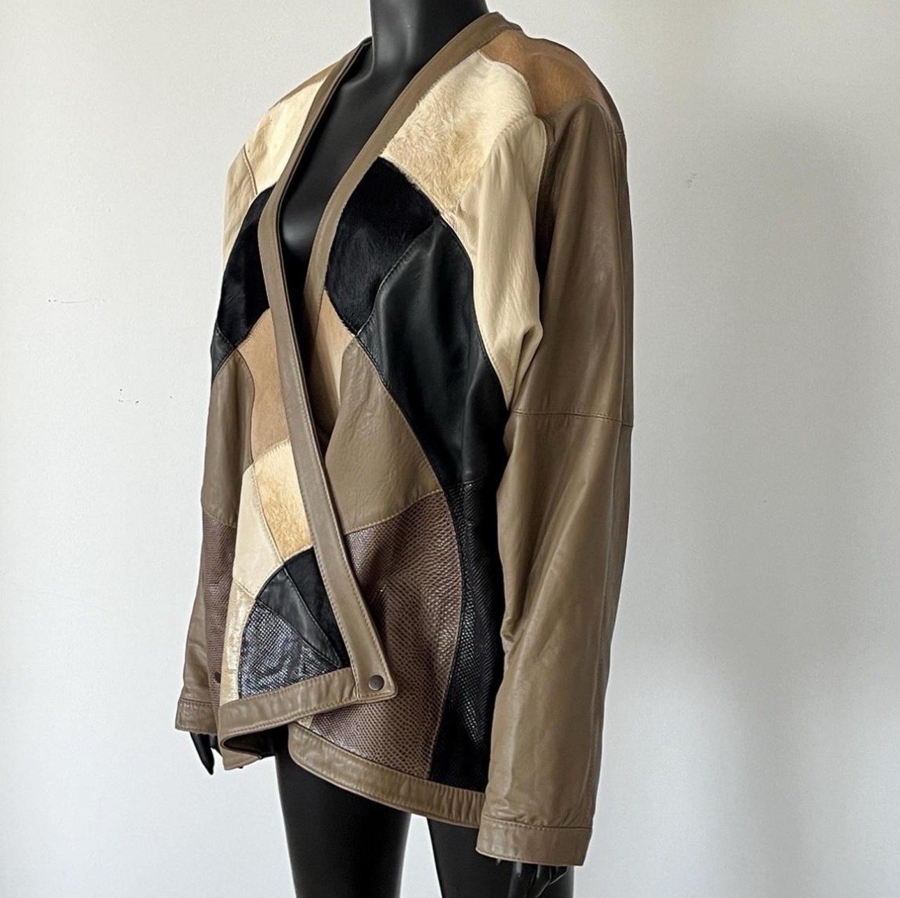 Vintage Leather Patchwork Jacket - image 1