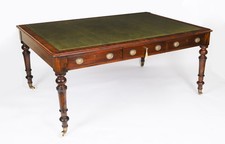 Antique 5ft 6" Victorian 6 Drawer Partners Writing Library Table Desk   19th C