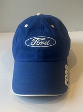 Ford Hat Cap Royal Blue Oval Script Embroidered Logo Hook Loop Adjustable