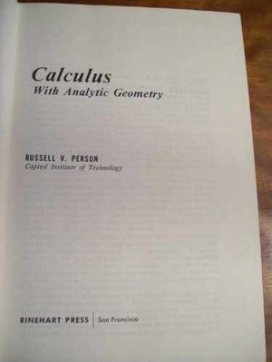 Calculus with Analytic Geometry - Paperback, by Person Russell V. - Acceptable