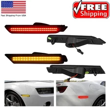 For Chevy Camaro 2010-2015 Front & Rear Bumper LED Side Marker Light Lamp Smoked