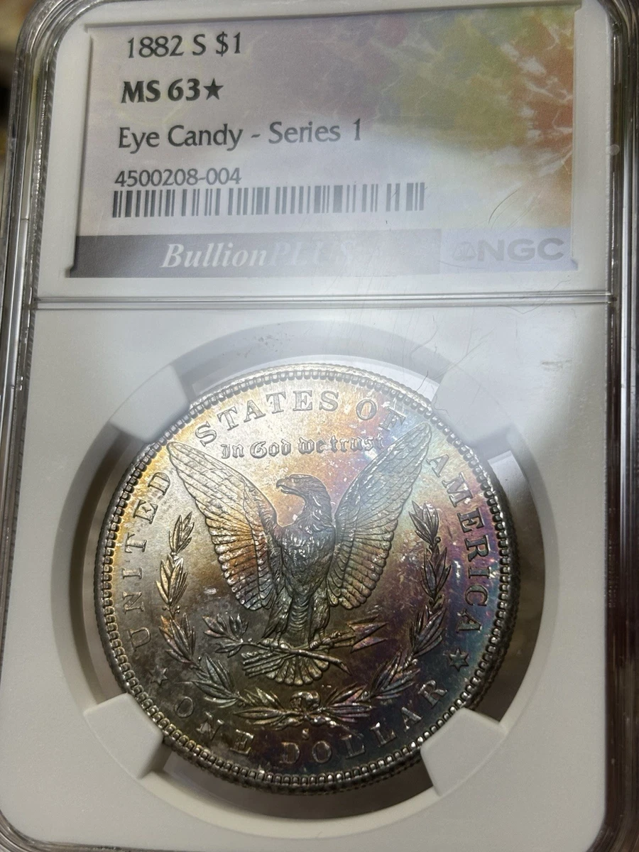 Silver MS 63 Graded 1882 Year Morgan US Dollars (1878-1921) for