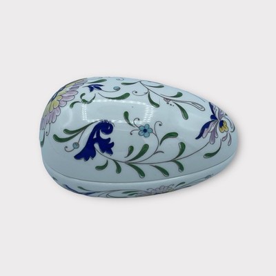 Vintage Coalport Egg Trinket Box Floral Easter Pill England Pageant 1980-1989