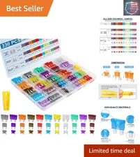 330PCS  Automotive Fuse Assortment Kit with Fuse Puller - Standard & Mini