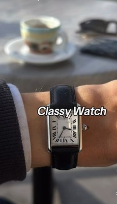 CYPREA Schwarzes Edelstahlgehäuse mit  Lederarmband...