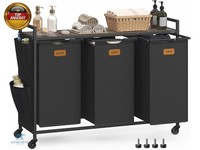 Vasagle WäSchekorb, WäSchesammler, WäSchesortierer, Rollen, WäSchewagen Mit Abl