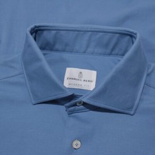 Emanuel Berg NWOT Casual Button Down Shirt Size 40 15.75 M Modern Fit in Blue