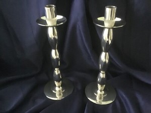 MODERN SILVER PLATED 11” CANDLESTICKS set of 2 NEVER USED! EXCELLENT!!