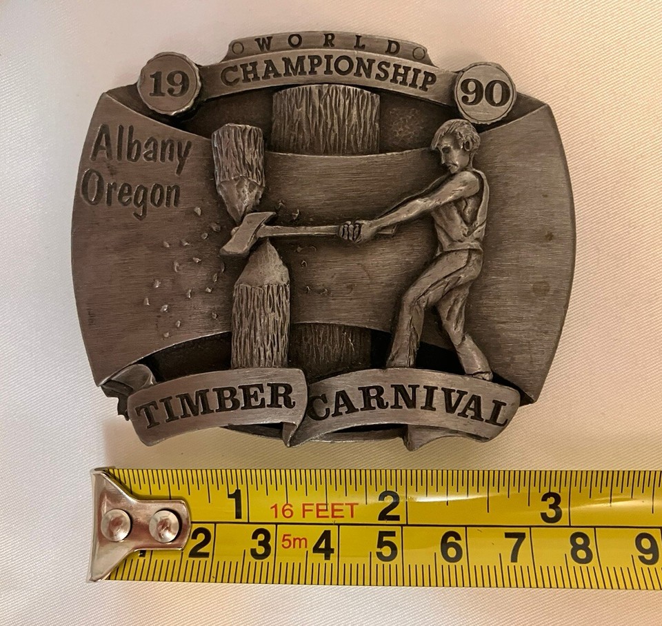 Timber Carnival Albany Oregon Belt Buckle World Champions 1990