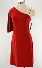 LAUREN RALPH LAUREN Red One Shoulder Flutter Sleeve Dress 0 NWT