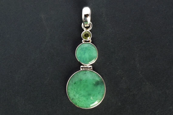 925 Sterling Silber Echt Chrysopras Edelstein Anhänger Peridot Edler Schmuck - Bild 4 von 4