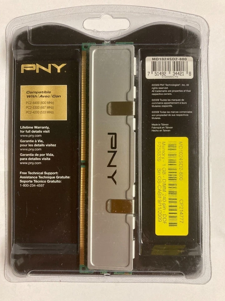 PNY (Set of 6x1GB) DIMM 240-pin 800 MHz DDR2 Memory (MD1024SD2-800) RAM - Image 3 of 3