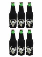 Pittsburgh Penguins NHL Black Zippered 12oz. Bottle Koozie Cooler 6ct Lot