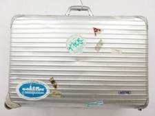 RIMOWA Blue logo Topaz Stick handle Carry case Suitcase Aluminum 2wheels Vintage