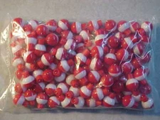 100 ROUND RED WHITE 1/2"  inch spring Fishing BOBBERS ICE tip up line markers