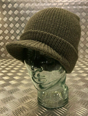US Black or Olive Peak Radar Hat / Peaked Watch Cap 100% Wool NEU