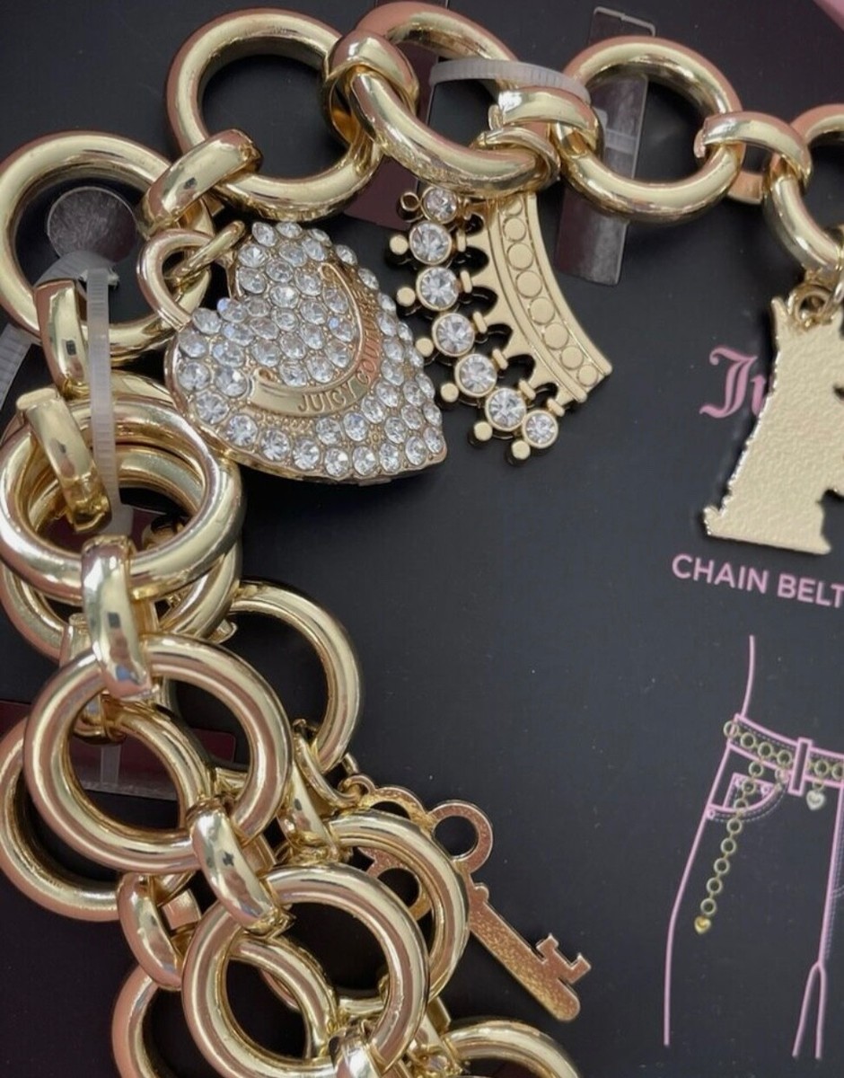 NEW Juicy Couture Chain Belt With Charms Gold Size S/M Metal  display picture 2