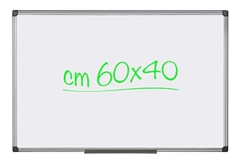 (TG. 60 x 40) Lavagna Magnetica Bianca, 60 x 40 cm, Con Cornice In Alluminio, Su