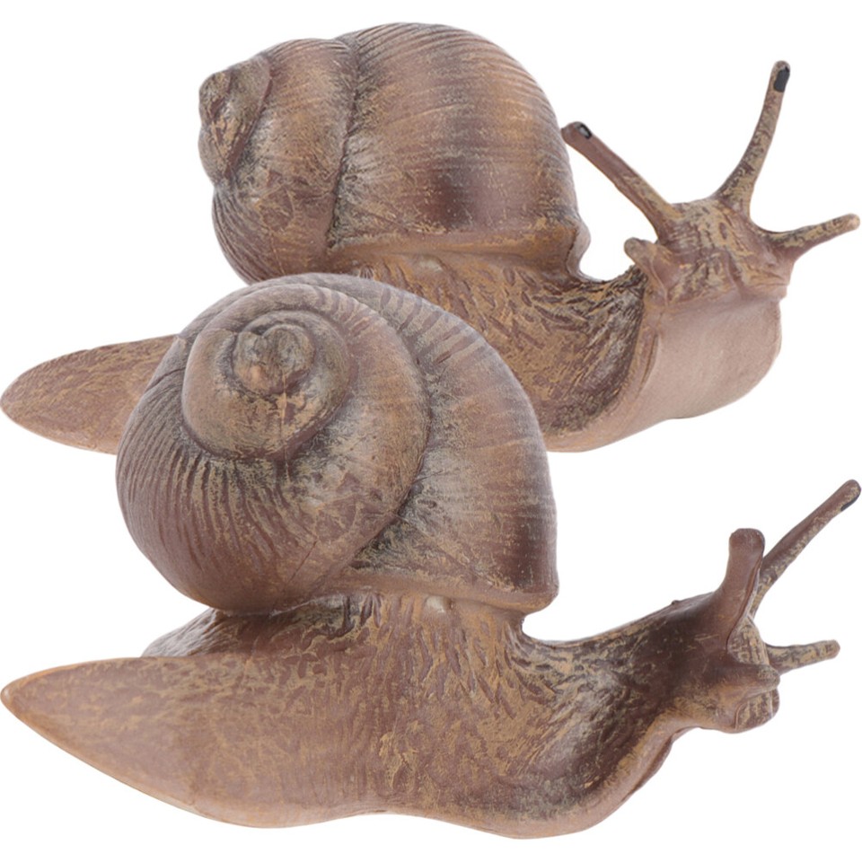 2 Pcs Snail Mini Animal Figurines Toy Garden Figures Model Fake Child