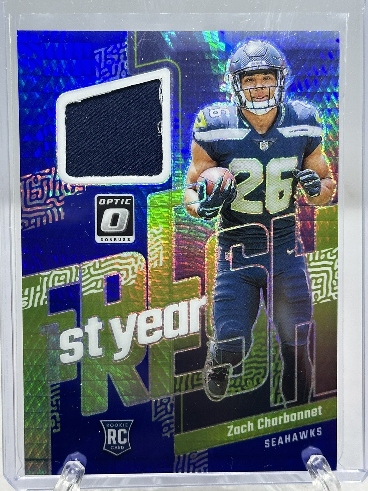 Zach Charbonnet Panini Donruss Optic First Year Fresh Relics #FYFZC Blue Hyper