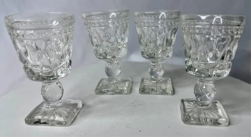 Vintage Set of 4 Imperial Clear Cape Cod 3.5 Inch Tall Cordial Stemware Glasses