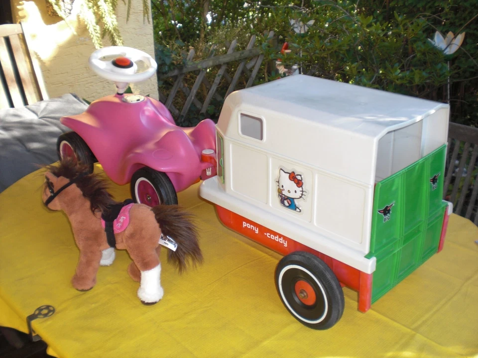 BIG New Bobby Car pink & Pony Caddy & Pferd - Hello Kitty - Trailer Anhänger - Bild 2 von 4