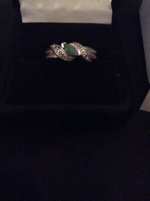Bicolor Gold und Sterling Ring mit Smaragd Stein Ring mit Diamant Akzenten 8,5