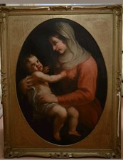 Carlo Maratta seg. MADONNA CON BAMBINO olio su tela fine 600 enorme cm 110x140