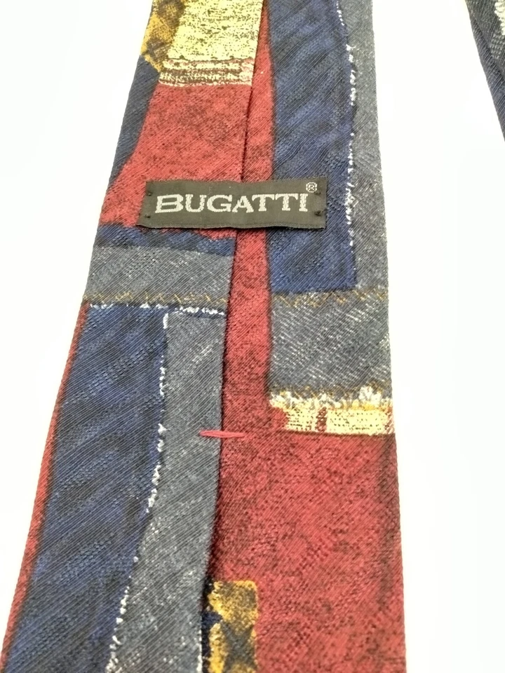 Nueva corbata vintage Bugatti para hombre años 90 abstracta 100 % seda italiana hecha en EE. UU. Foto 4 de 4