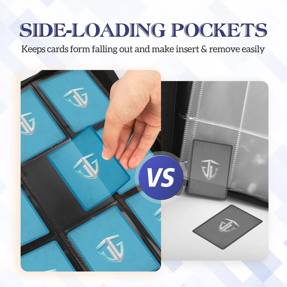 Carpeta de tarjetas coleccionables, álbum de tarjetas de bolsillo de carga lateral con capacidad para 540, cremallera... Foto 4 de 4