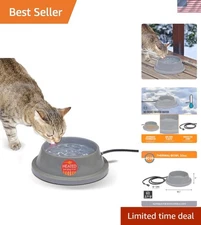 Outdoor Heated Dog & Cat Water Bowl - 32oz Gray, Automatic No Freeze Design
