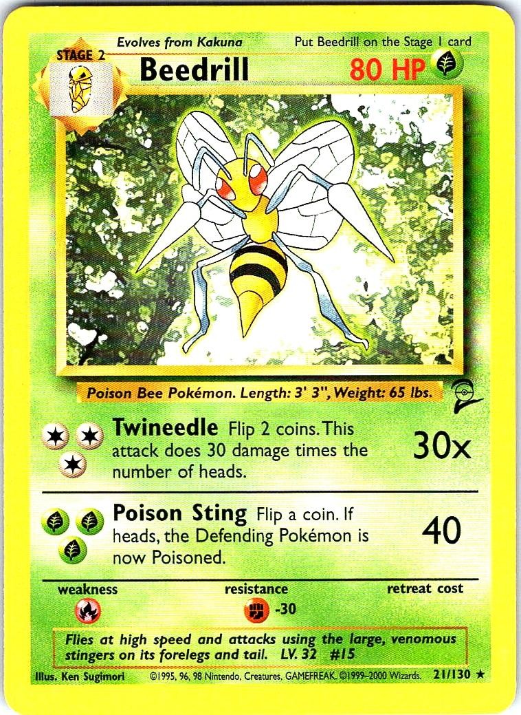 Beedrill 21/130 Rare Base Set 2 Pokemon
