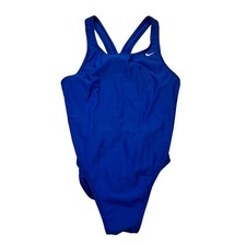 Nike One Piece Swimsuit Womens 12 Blue Athletic Training Swim Racerback 1709